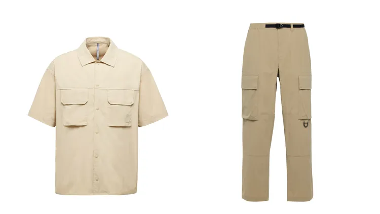 PALLADIUM防潑水工裝襯衫（左）2990元、城市機能防潑水口袋長褲（右）2590元。品牌提供