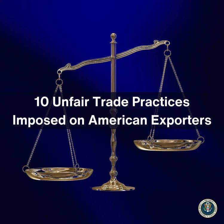 美國貿易代表署列出，「十項不公平貿易行為」。翻攝X@USTR