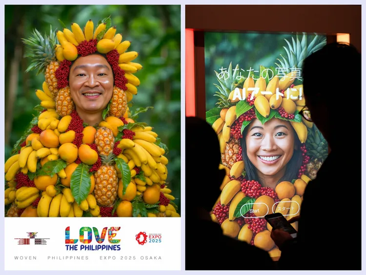 用AI機器掃描面孔，體驗把自己變身成水果人。田欣雲攝影