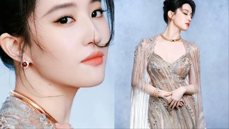 劉亦菲搭配BVLGARI珠寶曬出絕世美顏。翻攝微博