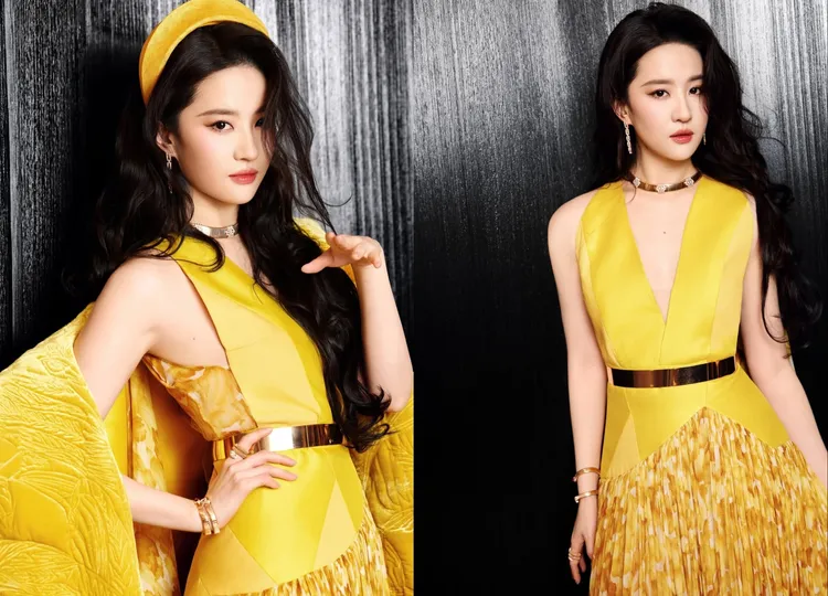 黃色印花禮服讓人聯想起《玫瑰的故事》「黃亦玫」一角。翻攝劉亦菲IG