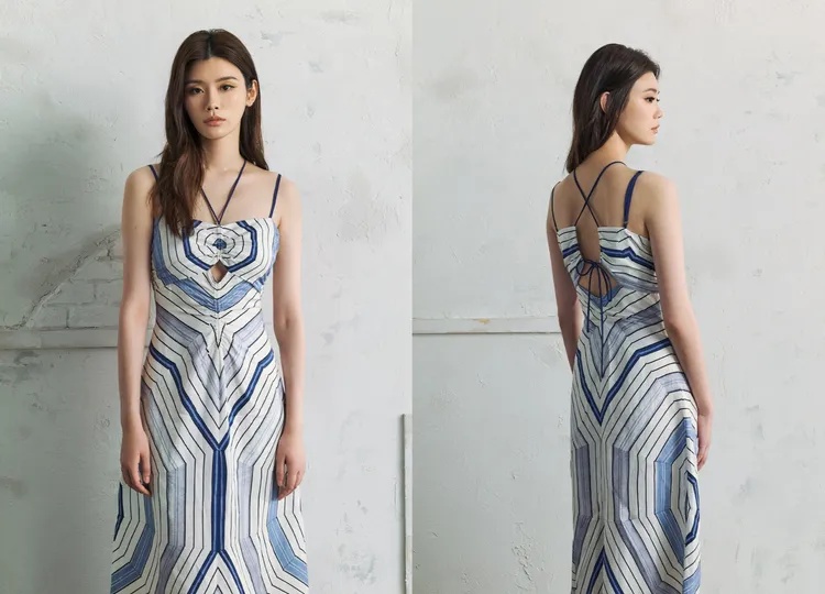 服裝上的幾何線條靈感源自藝術家Louise Bourgeois作品的招牌螺旋元素。品牌提供