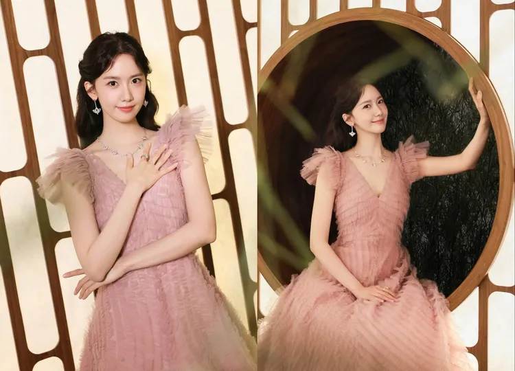 潤娥搭配Wulu Diamond Lotus鑽石項鍊與耳環。翻攝Qeelin IG