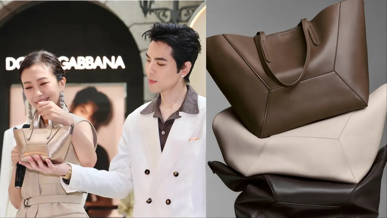 蕭敬騰老婆Summer（左圖左）拎上Brunello Cucinelli全新迷你Duo包。資料照、品牌提供