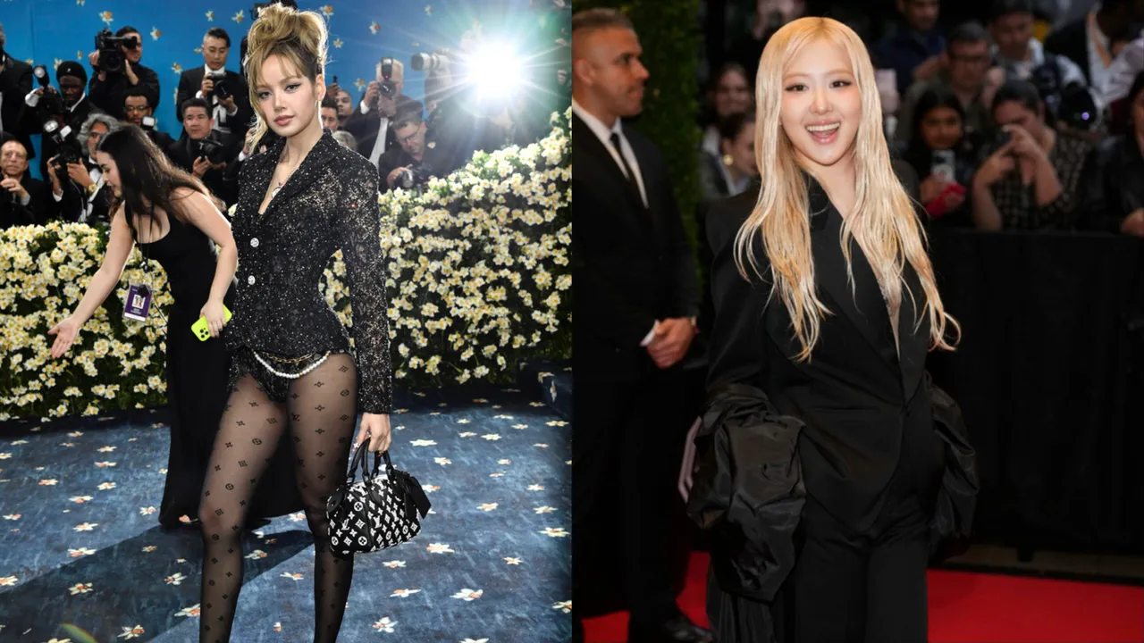 Lisa(左)已經來到Met Gala、ROSÉ(右)則是還在上班路上。美聯社