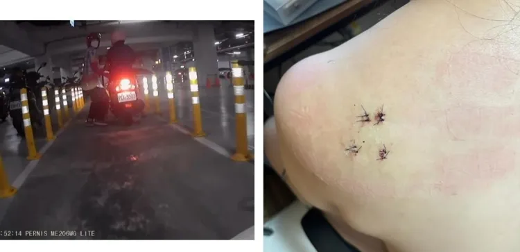 蔡男不明原因停車車道，被要求讓道竟拿瑞士刀刺人。翻攝自葉女threads