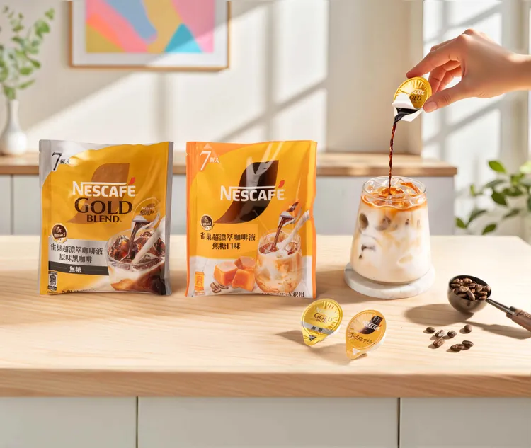 日本熱銷「雀巢超濃萃咖啡液」限定登台，三種口味包含無糖黑咖啡、焦糖與香草一次擁有。業者提供