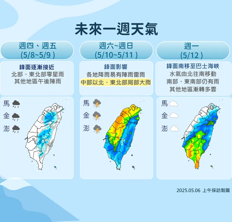 未來降雨趨勢。氣象署提供