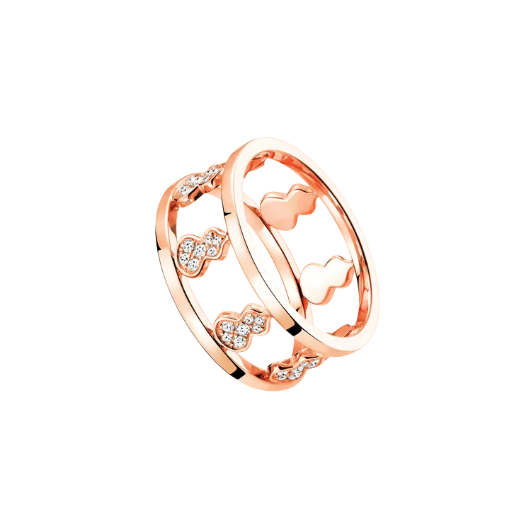 Qeelin Wulu 18K金半鑽葫蘆小八福戒指，12萬5500元。品牌提供