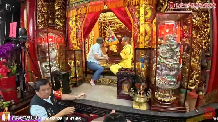 白沙屯媽祖結束10天9夜的進香，下午回到拱天宮安座。翻攝「白沙屯媽祖網路電視台」