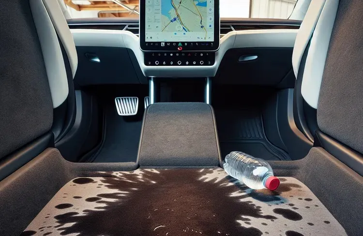 一名國中女學生在搭乘一輛Model 3 Uber時，因水壺漏水將地毯弄濕，竟惹來司機提告。此為AI生成示意圖，與本案無關