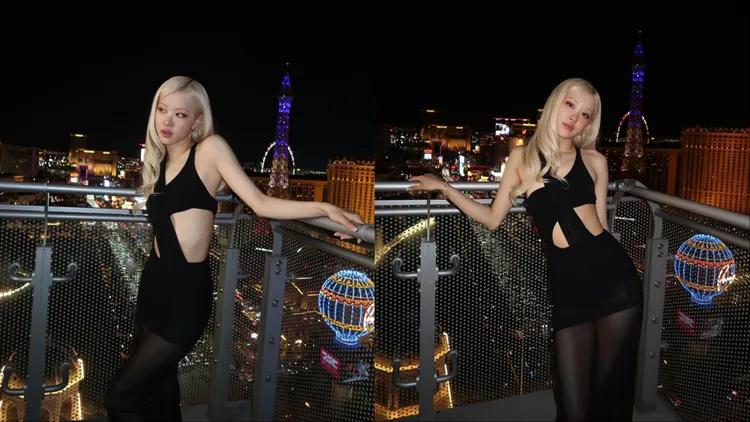 Rosé另也換上ATXV 2025秋季系列黑色鏤空禮服。翻攝Rosé IG