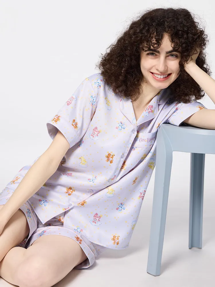 GU X「Care Bears」緞面家居服將輕盈透氣材質配上粉嫩色系。品牌提供