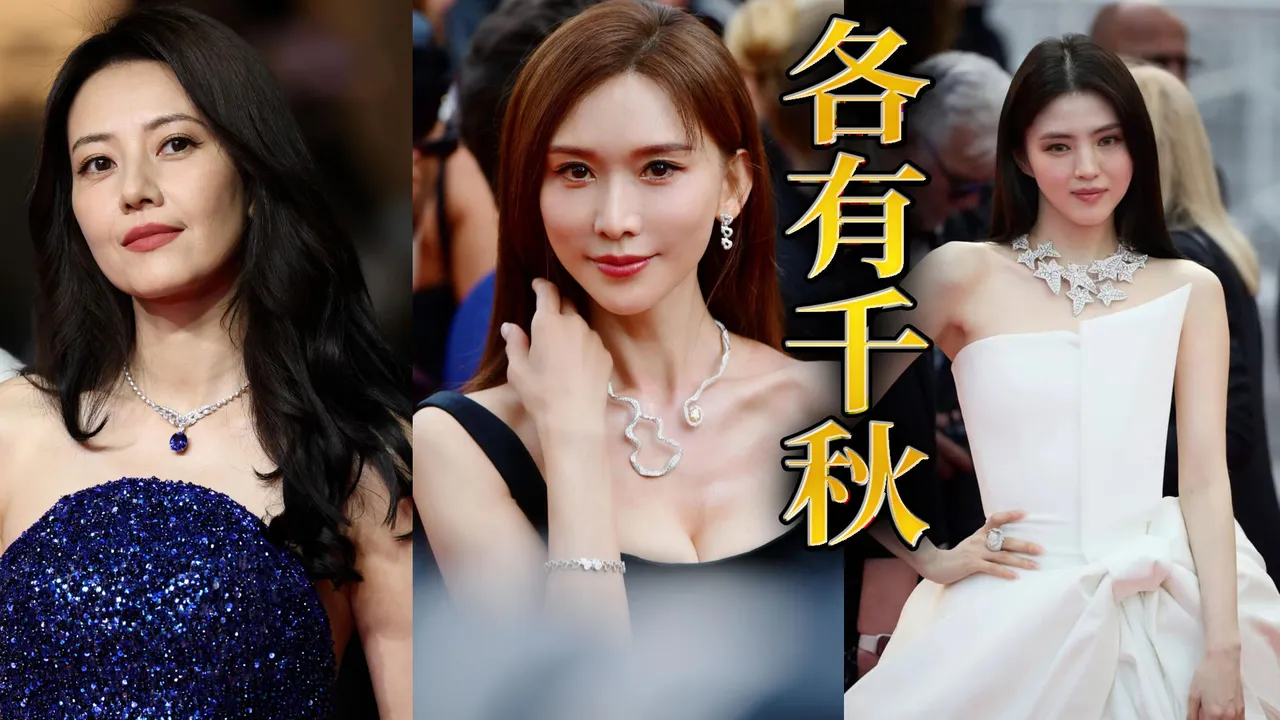 高圓圓(左起)、林志玲、韓素希在坎城影展絕美鬥艷,各有Chuamet、Qeelin、BOUCHERON珠寶加持。品牌提供、翻攝butterflyhsohee IG