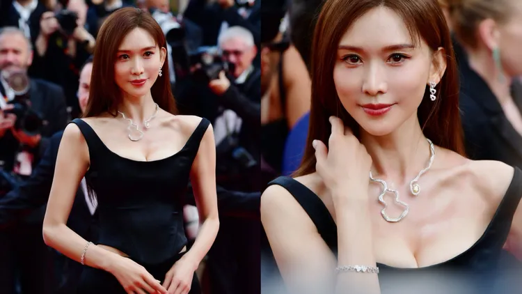 林志玲戴上Qeelin珠寶，絕美現身坎城影展。品牌提供