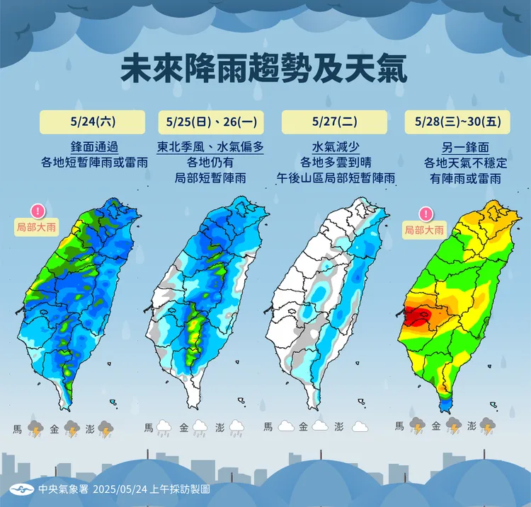 未來一週降雨趨勢。氣象署提供