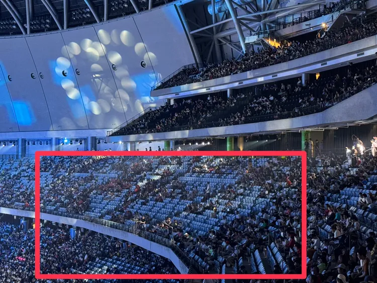 選手層L2區域（紅框）空位明顯，與高樓層L4、L5民眾區座無虛席的盛況，形成鮮明落差。