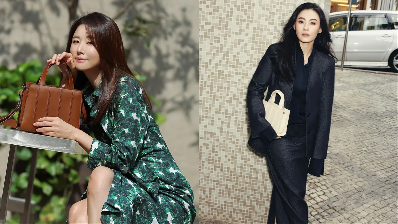 林心如（左）、張柏芝（右）演繹Max Mara Whitney包。品牌提供