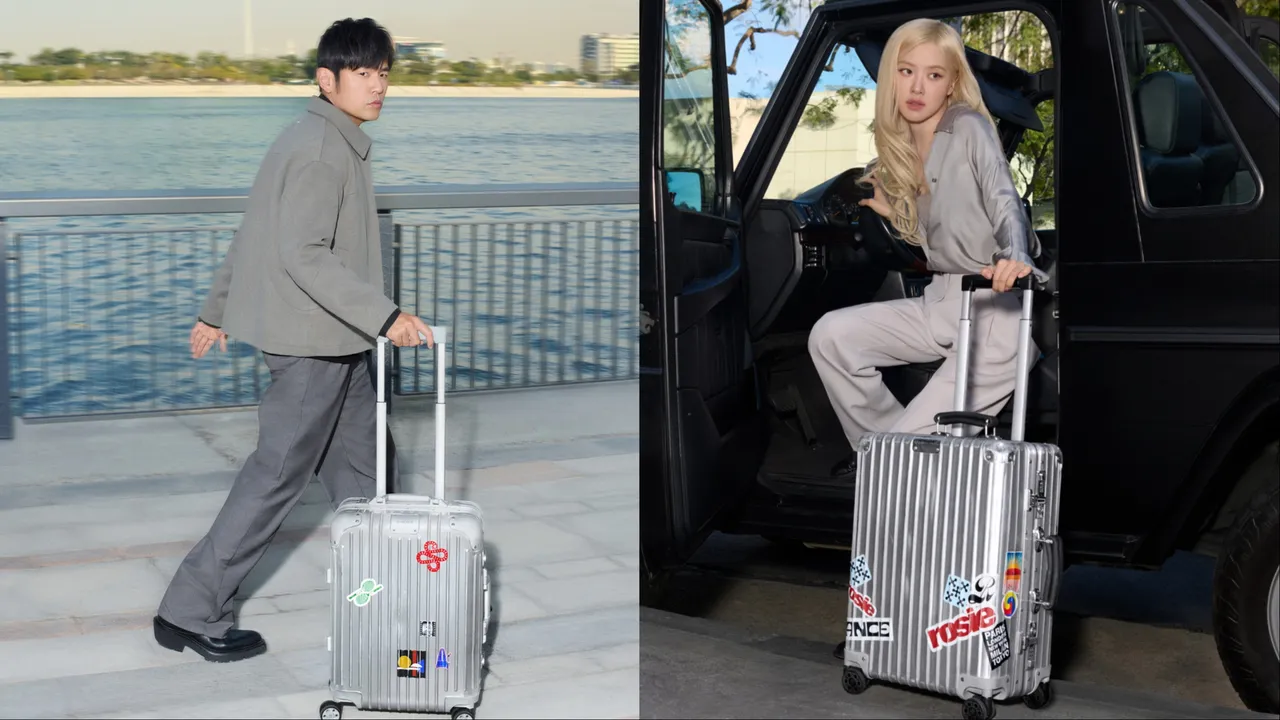 周杰倫（左）、Rosé（右）拍攝RIMOWA全新形象廣告。品牌提供