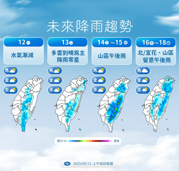 未來降雨趨勢。氣象署提供