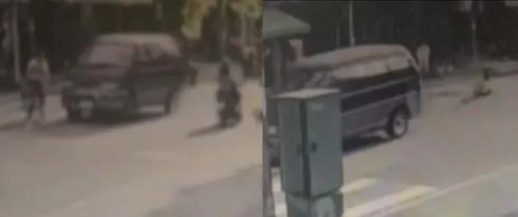 男童遭撞畫面相當驚悚，他倒地不起，痛得哇哇大叫。翻攝照片