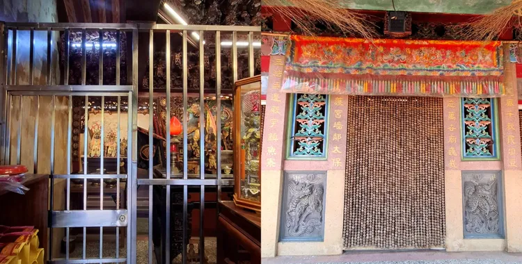 竊賊翻過金屬柵欄，將鯊魚劍偷走，還用廟內牛皮紙包裝。廟方提供