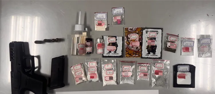 王男不僅是通緝犯，身上一堆違禁品。翻攝畫面