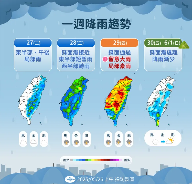 未來降雨趨勢。氣象署提供