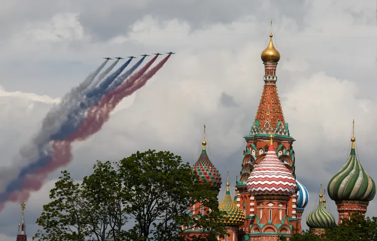 俄國莫斯科紅場正在舉辦閱兵的預演。路透社