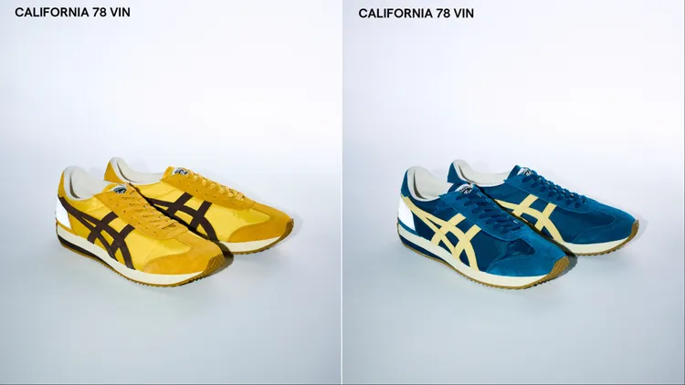 鬼塚虎CALIFORNIA 78 VIN復古黃棕（左）、普魯士藍（右），各4580元 。品牌提供