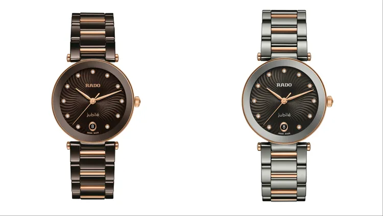 RADO LaCoupole系列高科技陶瓷女仕鑽錶R22242703（左）、R22241703（右），各9萬9400元。品牌提供