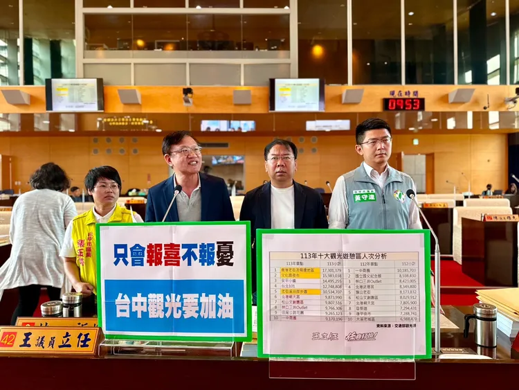 市議員王立任等人要求市府針對觀光成績退步，要深刻的檢討，而不是一昧的甩鍋和推卸責任。民眾提供