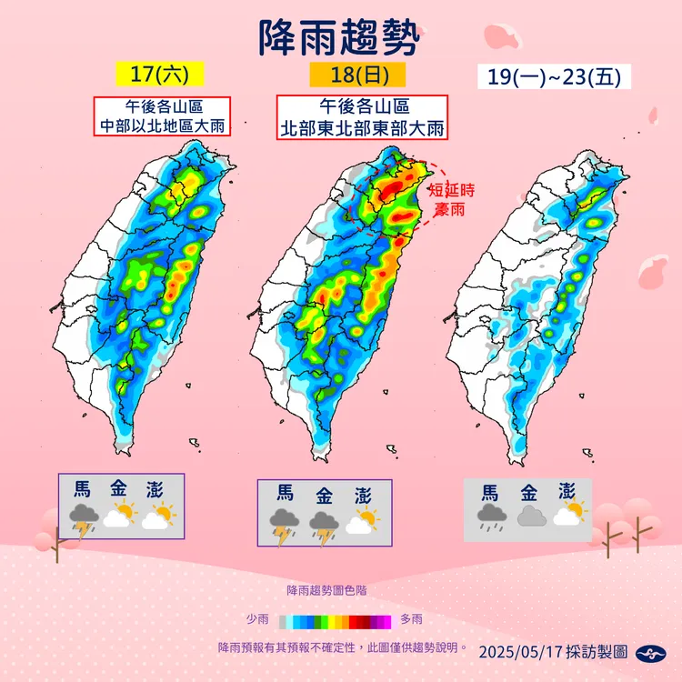 一週降雨趨勢。氣象署提供