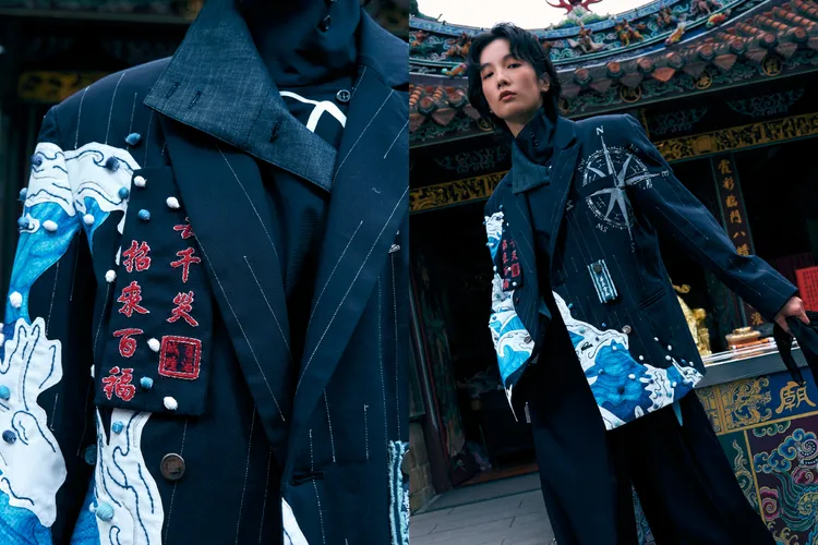 服裝由回收丹寧、邊角布料、牛仔布珠等材質，耗時180小時手工製成。品牌提供