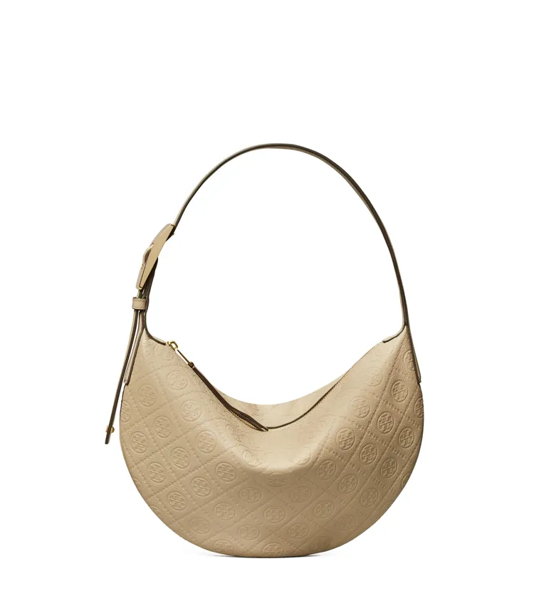 TORY BURCH T MONOGRAM荔枝紋小型氣球包，1萬9500元。品牌提供