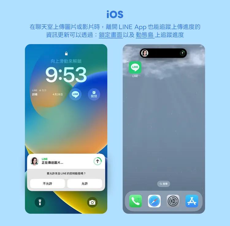 iOS限定功能「即時動態」。LINE提供