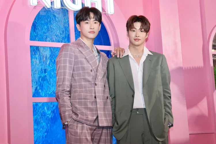 以BL劇收穫人氣的徐瑋澤（左）、朴靖恆（右），配戴劇中「婚戒」現身微風之夜。莊宗達攝