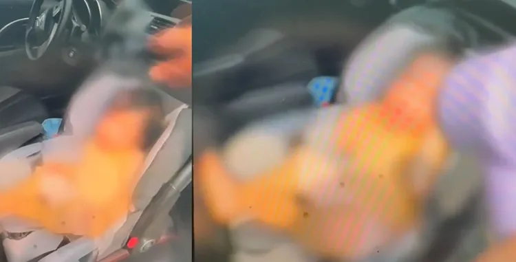 女童啼哭聲引來停車場過路民眾注意，發現時已經有脫水情形。翻攝照片