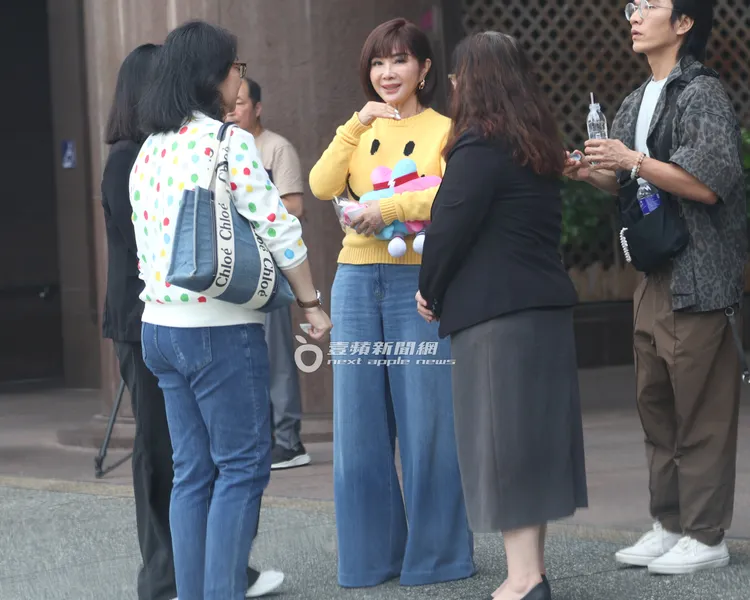 陳美鳳牛仔褲長褲落地，看不見雙腳。特勤中心攝