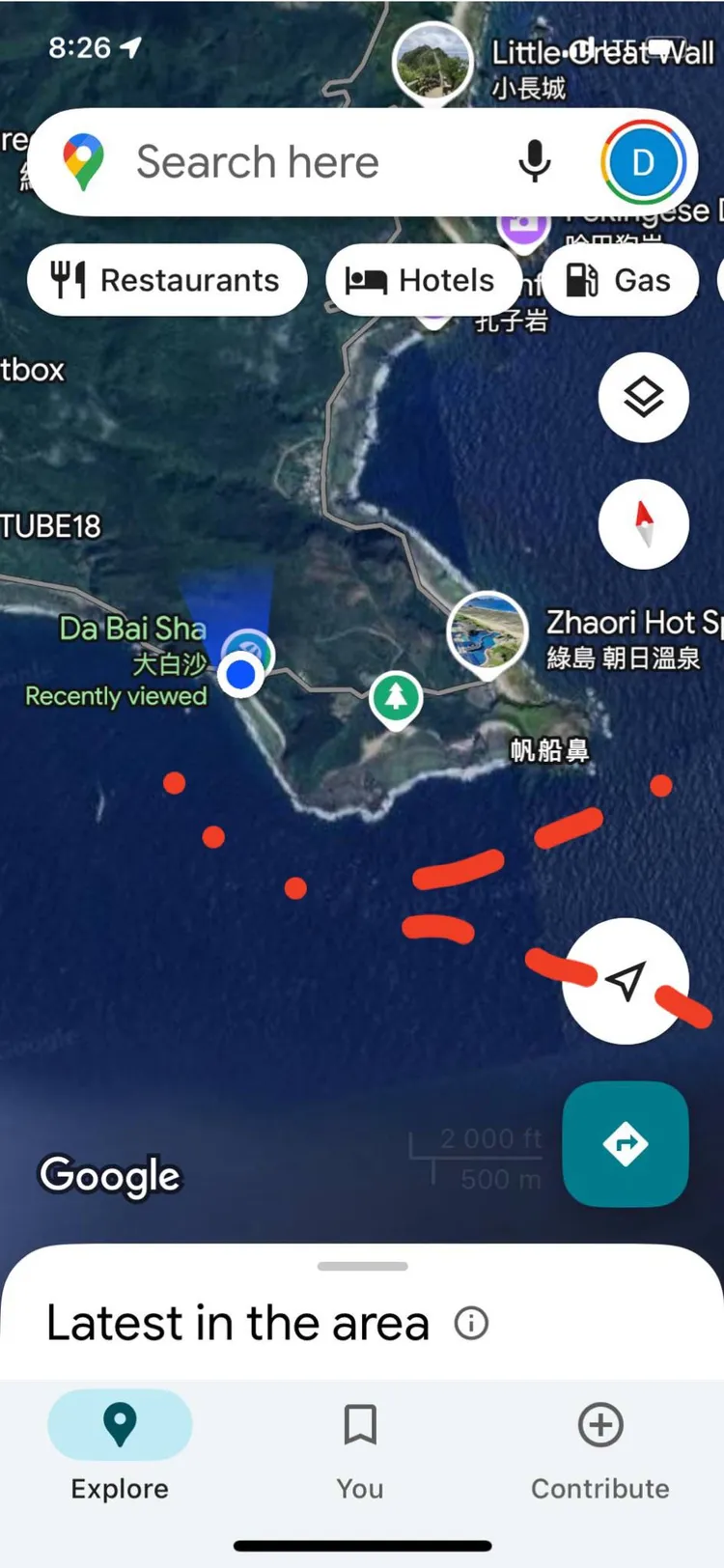 親友貼出綠島海域地圖盼船家幫忙尋人。翻攝就是愛綠島