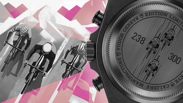 帝舵Pelagos FXD Chrono粉紅款，43mm，啞黑色碳複合材質錶殼，啞黑色錶盤，一體式黑色織紋錶帶，帝舵表原廠機芯MT5813型，動力儲存70小時，防水深度100米，限量300只。品牌提供