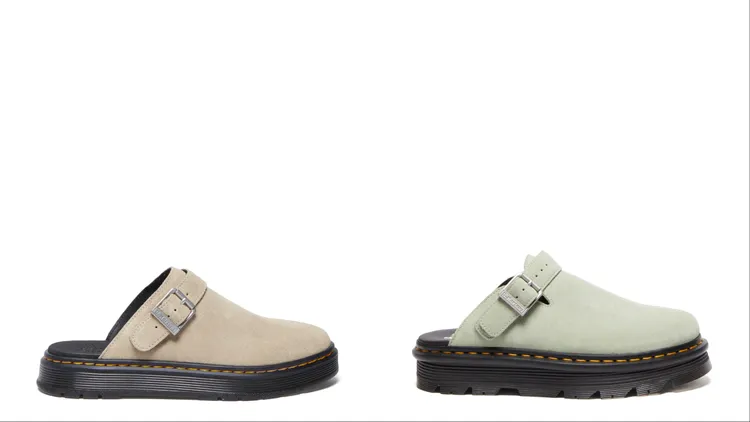 Dr. Martens Brookline Mule穆勒鞋（左）、Zebzag Mule穆勒鞋（右），各5680元。品牌提供
