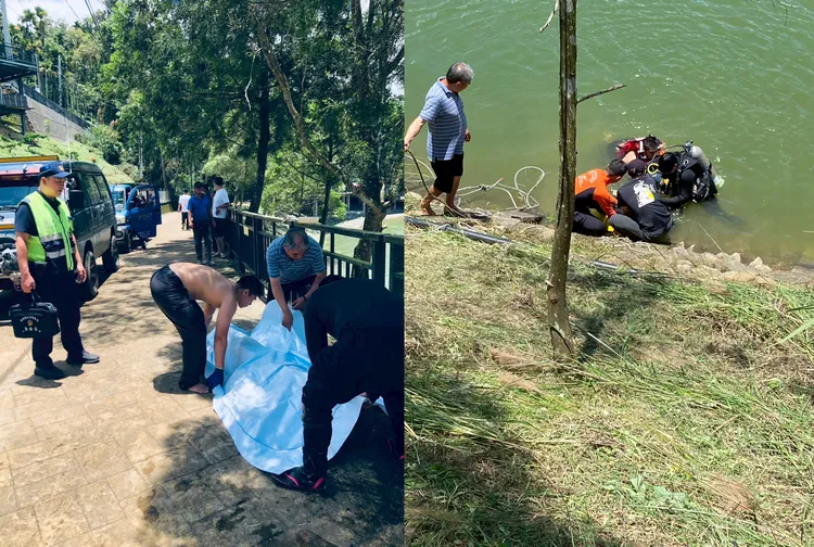 警消、潛水員救起除草工，已經沒有呼吸心跳，家屬不願送醫，後續檢警將釐清死因。翻攝照片
