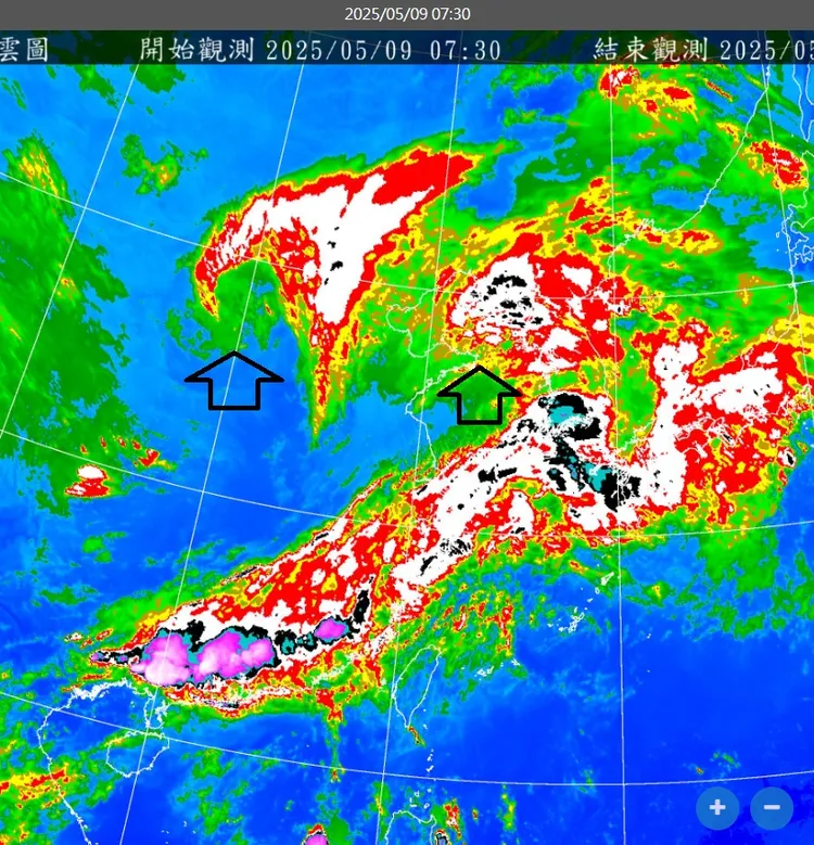最近華北地區高層有分裂極渦，極渦消散過程比較容易出現低層的低壓環流，這和今年偏多的沙塵暴也有關係。翻攝自鄭明典臉書