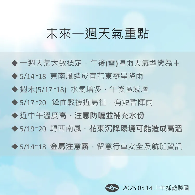 天氣提醒。氣象署提供