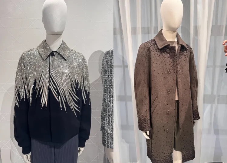 男士外套運用刺繡、串珠等細膩工藝，每件耗時約200小時才完成。劉旻君攝