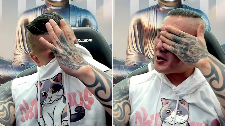 「館長」陳之漢因財務壓力大，曾在直播中不時拭淚。翻攝自館長惡名昭彰YouTube