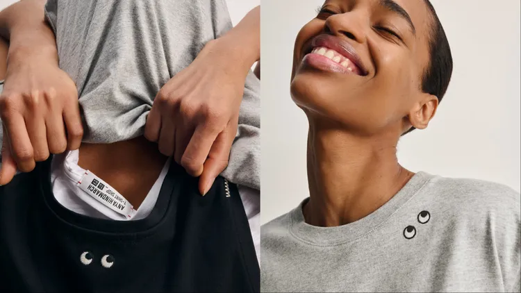 聯名系列將Anya Hindmarch標誌性的俏皮小眼睛躍上各式版型T恤。品牌提供