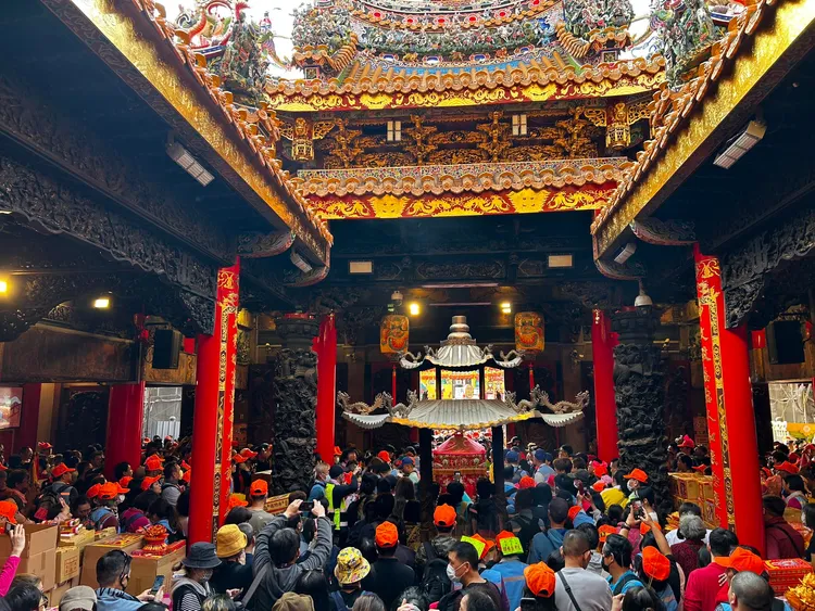 白沙屯媽祖進香去年駐駕大甲鎮瀾宮的盛況。資料照片