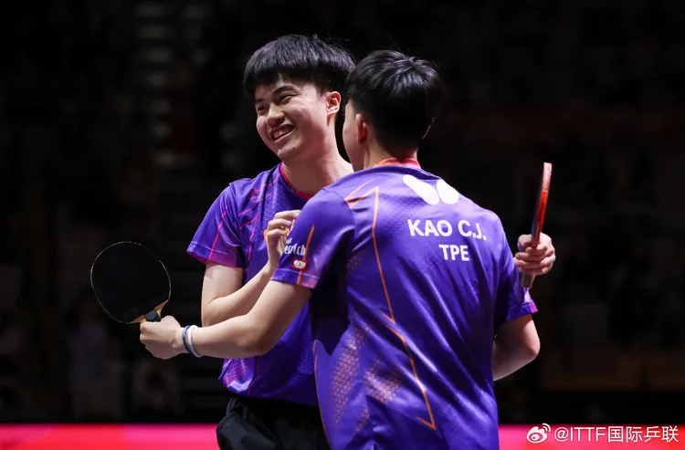 林昀儒/高承睿晉級4強。  翻攝ITTF微博